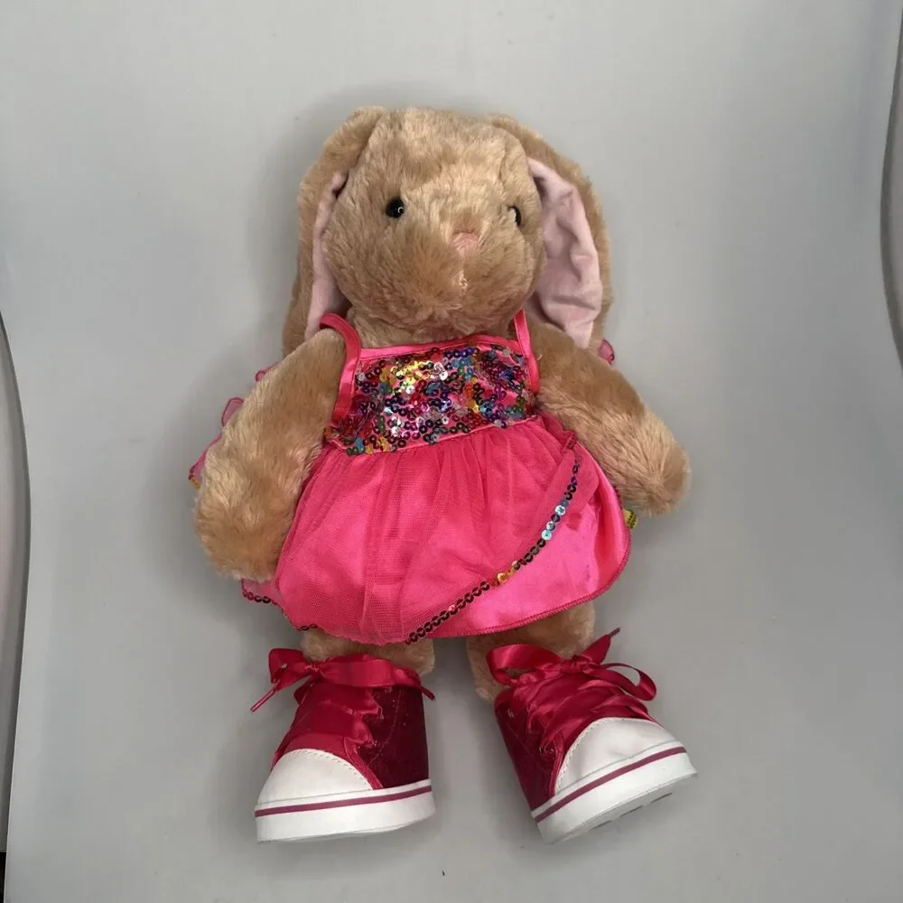 Build A Bear Pawlette Bunny Plush w/Easter Dress Petticoat Shoes EUC